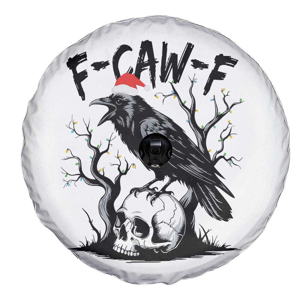 F Caw F Gothic Christmas Raven Spare Tire Cover With Skull Funny Dark Holiday Humor Spooky Season TS02 Print Your Wear