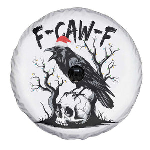 F Caw F Gothic Christmas Raven Spare Tire Cover With Skull Funny Dark Holiday Humor Spooky Season TS02 Print Your Wear