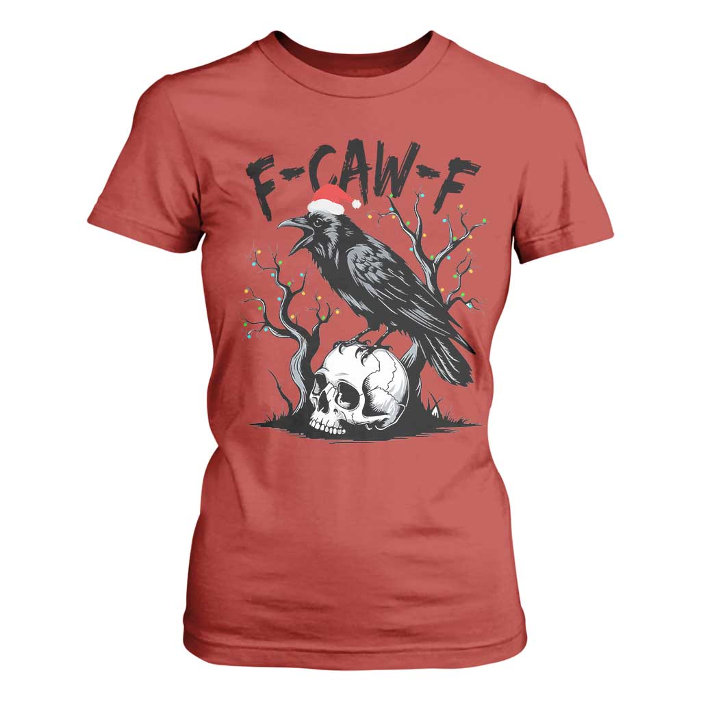 F Caw F Gothic Christmas Raven T Shirt For Women With Skull Funny Dark Holiday Humor Spooky Season TS02 Red Print Your Wear