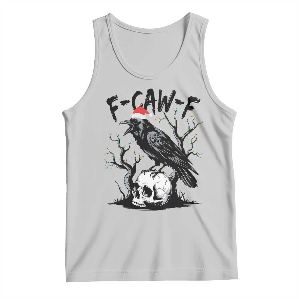 F Caw F Gothic Christmas Raven Tank Top With Skull Funny Dark Holiday Humor Spooky Season TS02 Ash Print Your Wear