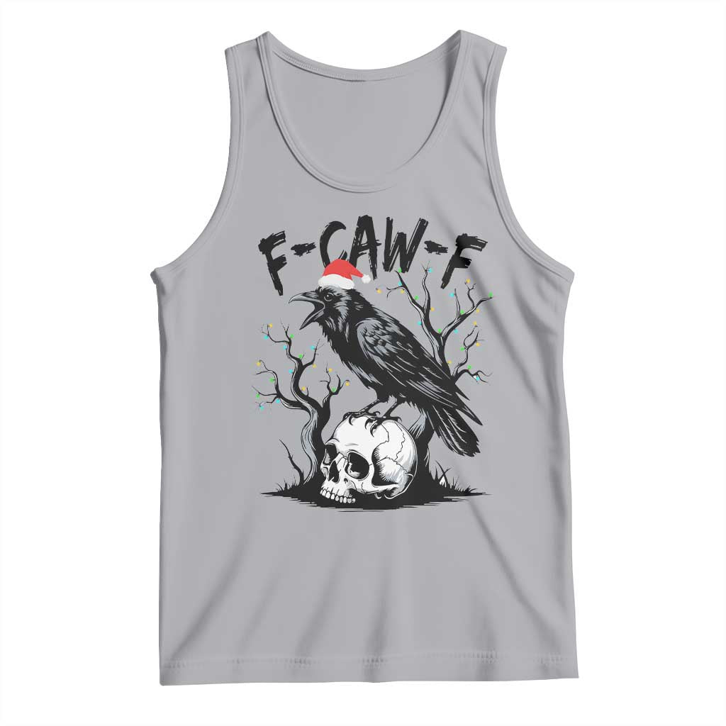 F Caw F Gothic Christmas Raven Tank Top With Skull Funny Dark Holiday Humor Spooky Season TS02 Athletic Heather Print Your Wear