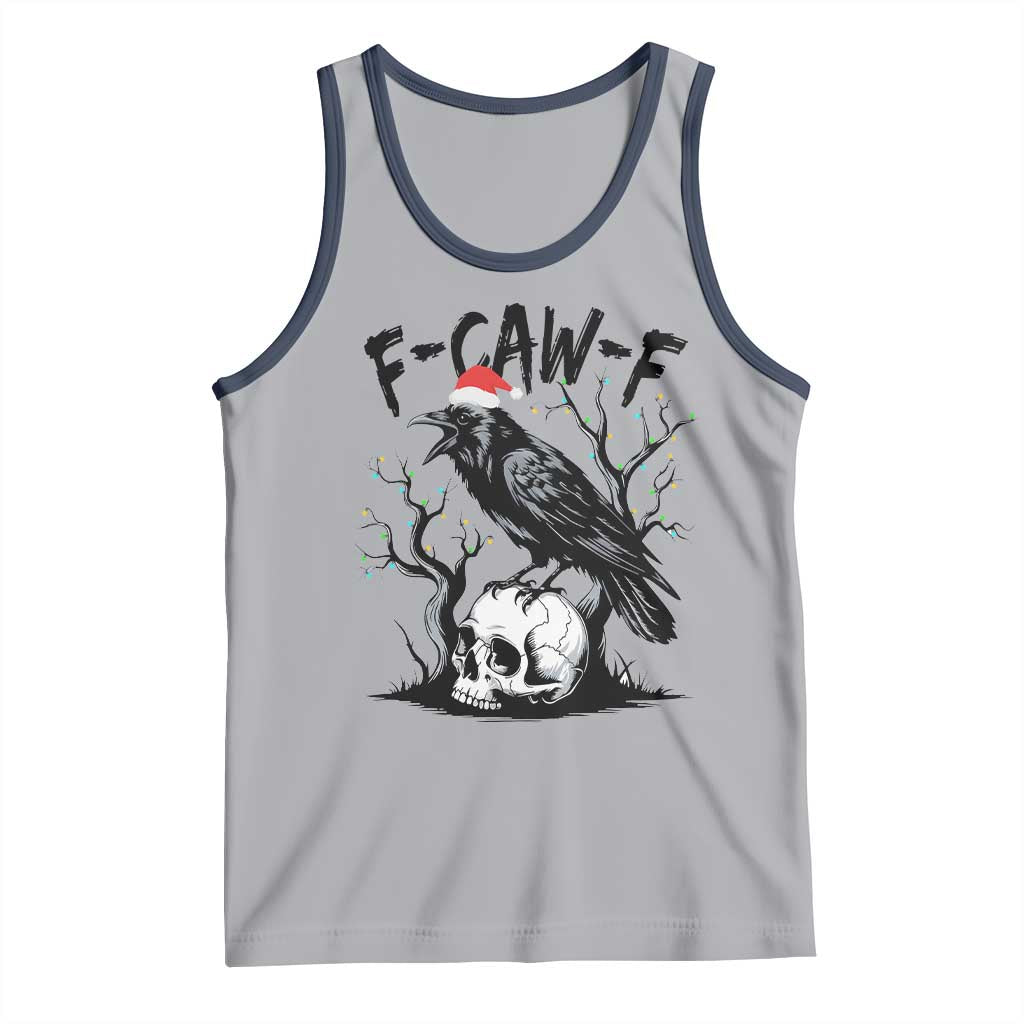 F Caw F Gothic Christmas Raven Tank Top With Skull Funny Dark Holiday Humor Spooky Season TS02 Athletic Heather Navy Print Your Wear