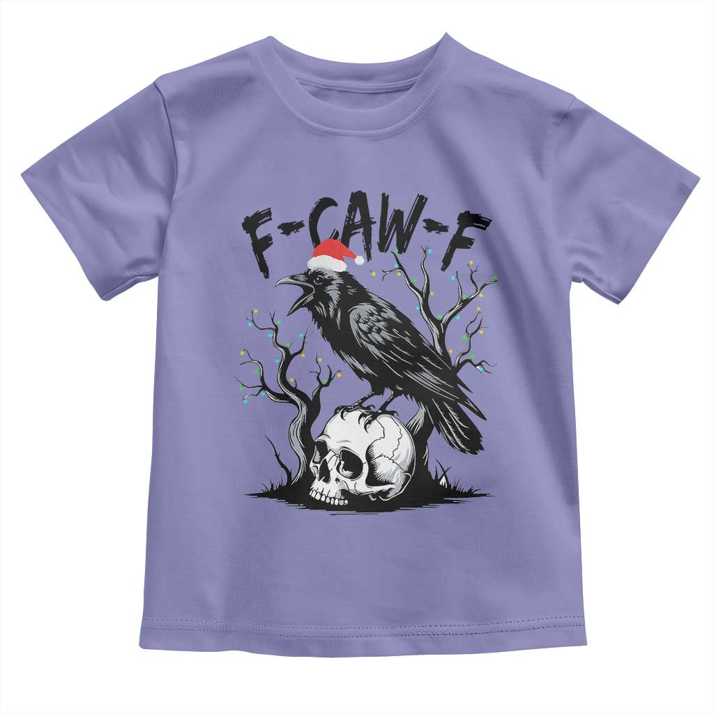 F Caw F Gothic Christmas Raven Toddler T Shirt With Skull Funny Dark Holiday Humor Spooky Season TS02 Violet Print Your Wear