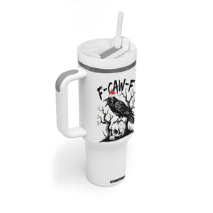 F Caw F Gothic Christmas Raven Tumbler With Handle With Skull Funny Dark Holiday Humor Spooky Season TS02 Print Your Wear