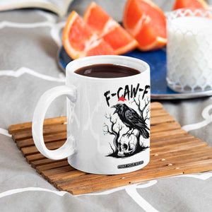 F Caw F Gothic Christmas Raven Coffee Mug With Skull Funny Dark Holiday Humor Spooky Season TS02 Print Your Wear