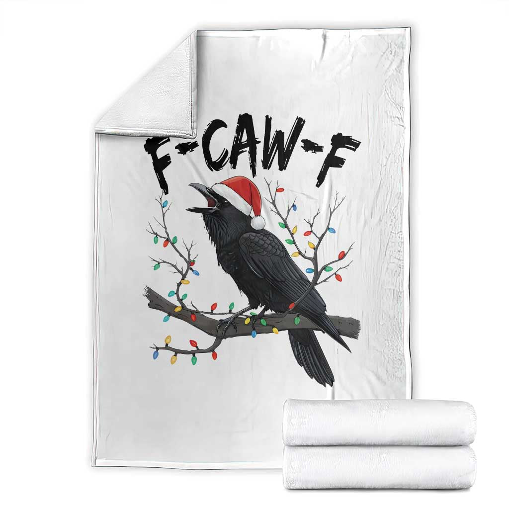 F Caw F Raven Christmas Throw Blanket Funny Dark Holiday Humor Spooky Season TS02 White Print Your Wear