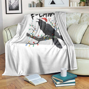 F Caw F Raven Christmas Throw Blanket Funny Dark Holiday Humor Spooky Season TS02 Print Your Wear