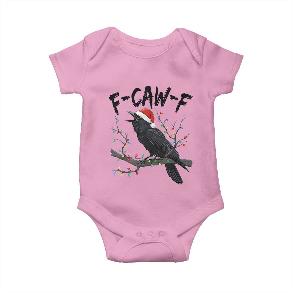 F Caw F Raven Christmas Baby Onesie Funny Dark Holiday Humor Spooky Season TS02 Light Pink Print Your Wear