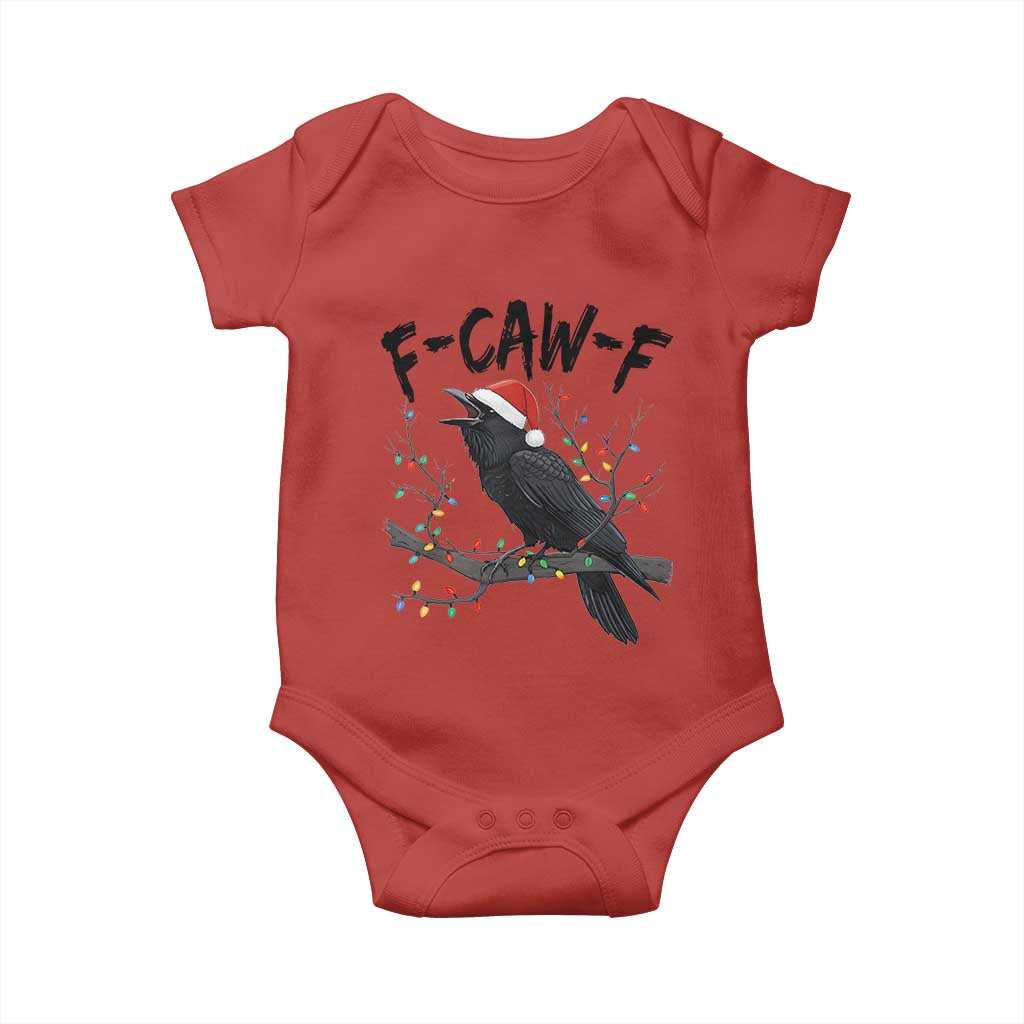 F Caw F Raven Christmas Baby Onesie Funny Dark Holiday Humor Spooky Season TS02 Red Print Your Wear