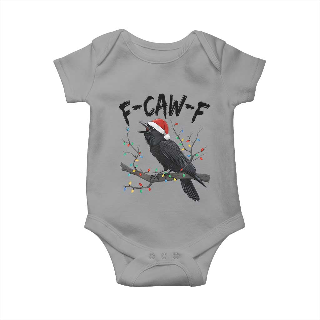 F Caw F Raven Christmas Baby Onesie Funny Dark Holiday Humor Spooky Season TS02 Sport Gray Print Your Wear