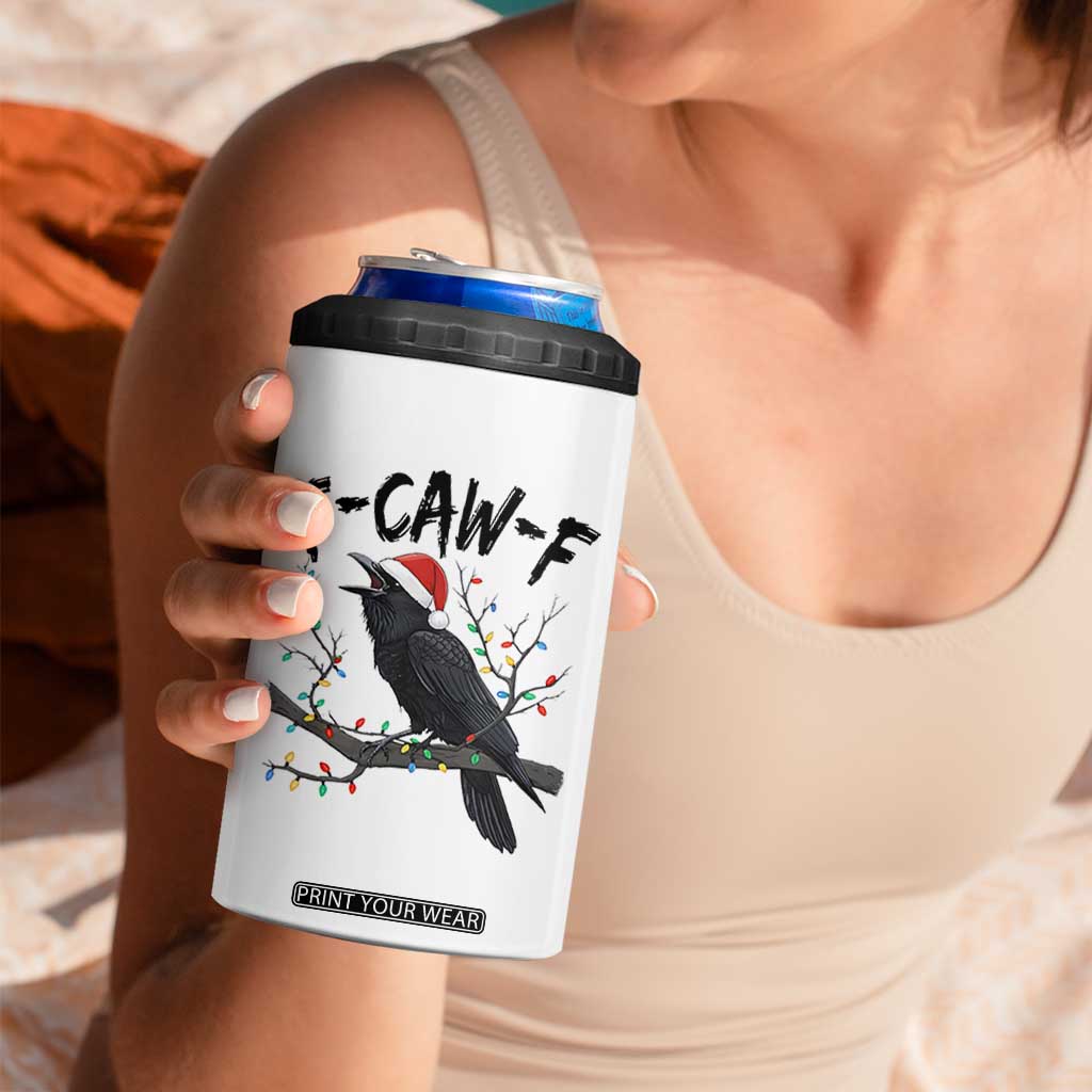 F Caw F Raven Christmas 4 in 1 Can Cooler Tumbler Funny Dark Holiday Humor Spooky Season TS02 Print Your Wear
