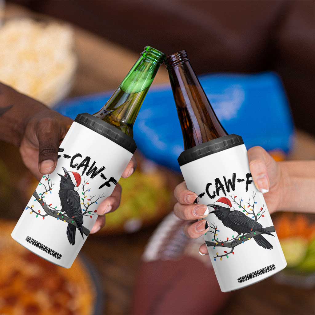 F Caw F Raven Christmas 4 in 1 Can Cooler Tumbler Funny Dark Holiday Humor Spooky Season TS02 Print Your Wear