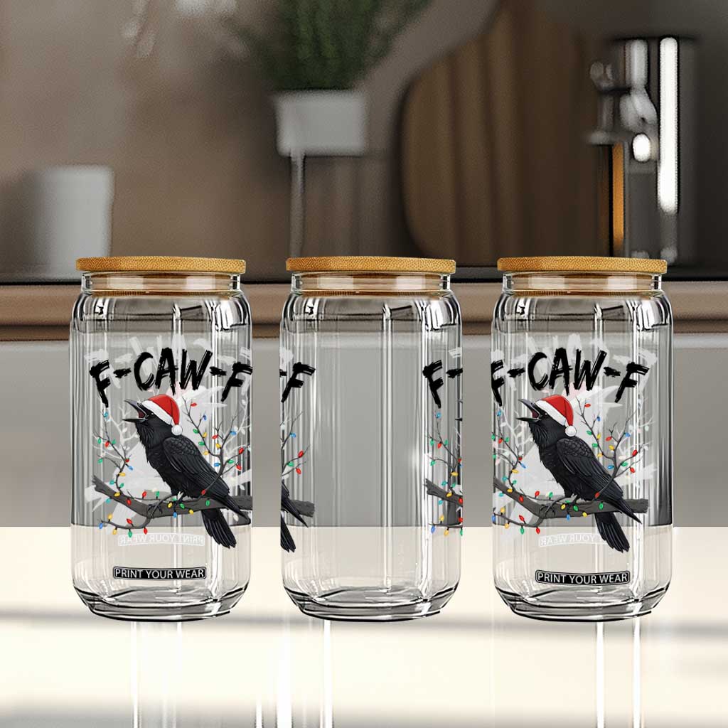 F Caw F Raven Christmas Glass Can Funny Dark Holiday Humor Spooky Season TS02 Print Your Wear