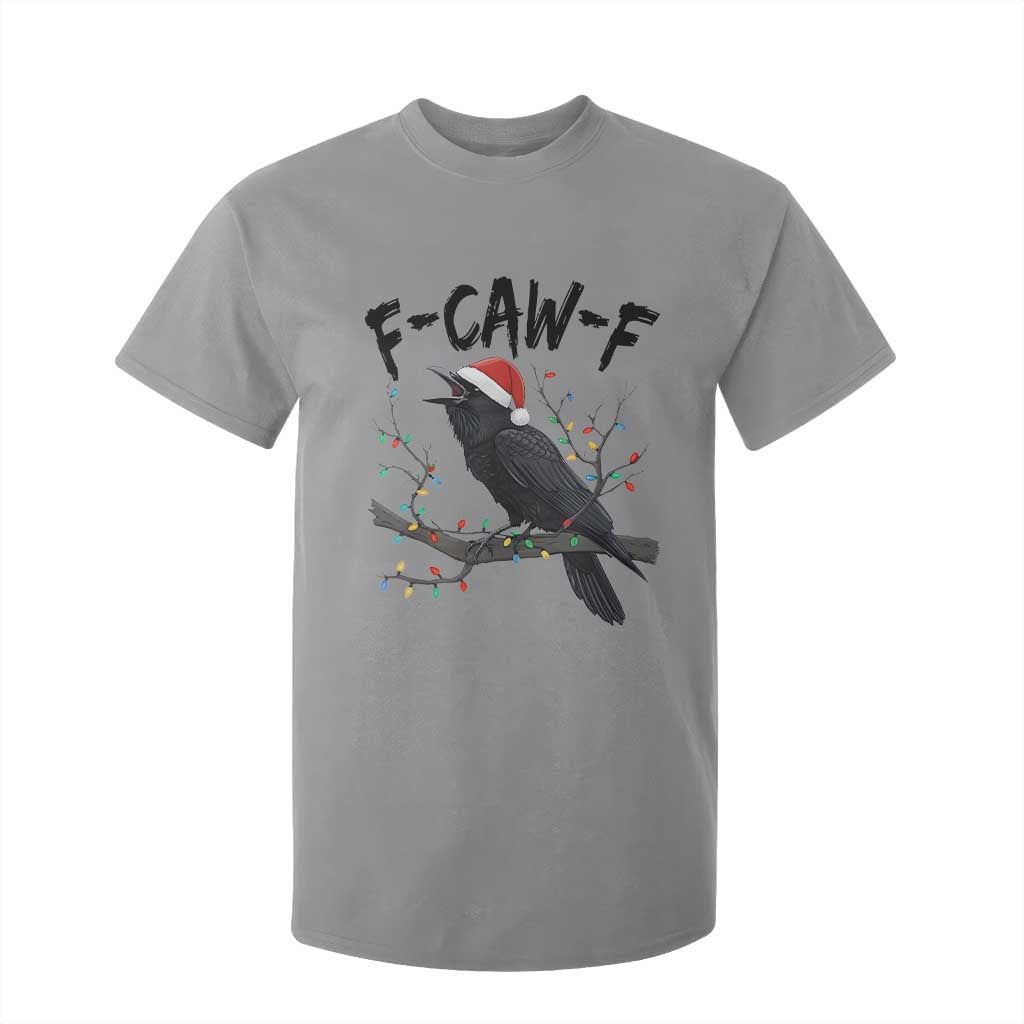 F Caw F Raven Christmas T Shirt For Kid Funny Dark Holiday Humor Spooky Season TS02 Sport Gray Print Your Wear