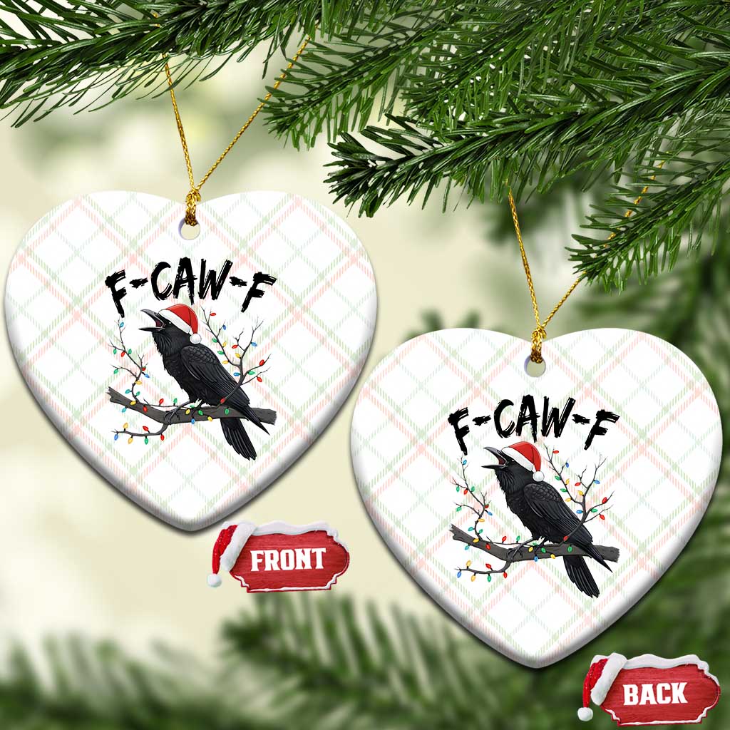 F Caw F Raven Xmas Ceramic Ornament Funny Dark Holiday Humor Spooky Season TS02 Print Your Wear