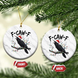 F Caw F Raven Xmas Ceramic Ornament Funny Dark Holiday Humor Spooky Season TS02 1pc White Marble Print Your Wear