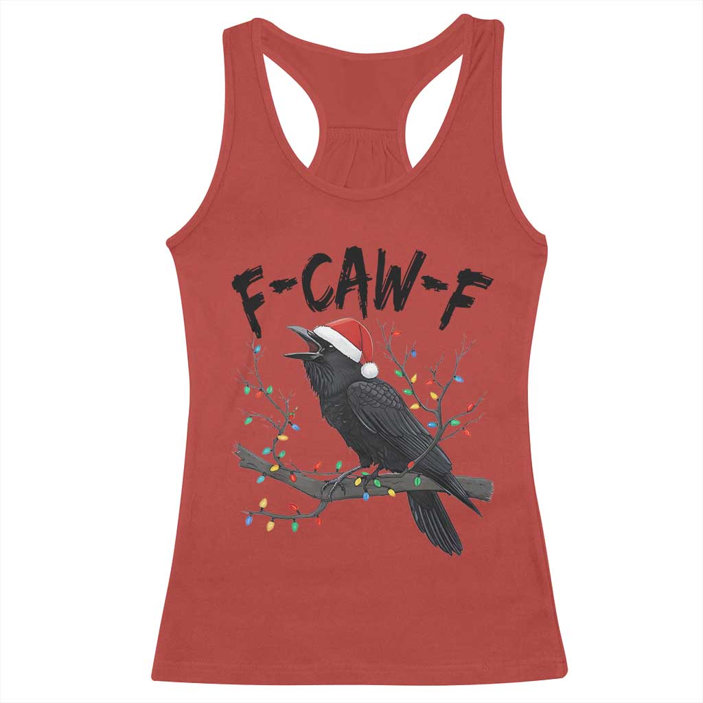 F Caw F Raven Christmas Racerback Tank Top Funny Dark Holiday Humor Spooky Season TS02 Red Print Your Wear