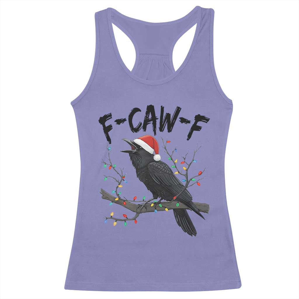 F Caw F Raven Christmas Racerback Tank Top Funny Dark Holiday Humor Spooky Season TS02 Violet Print Your Wear