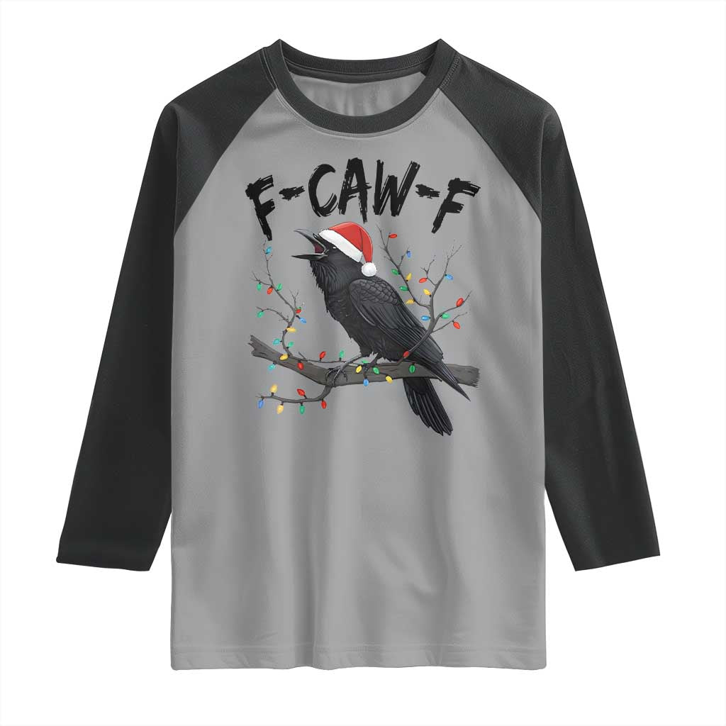 F Caw F Raven Christmas Raglan Shirt Funny Dark Holiday Humor Spooky Season TS02 Sport Gray Black Print Your Wear