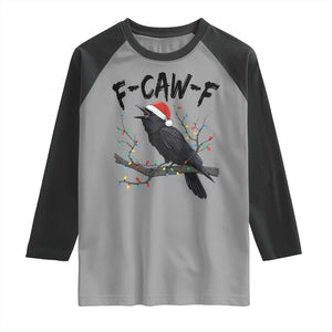 F Caw F Raven Christmas Raglan Shirt Funny Dark Holiday Humor Spooky Season TS02 Sport Gray Black Print Your Wear