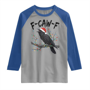 F Caw F Raven Christmas Raglan Shirt Funny Dark Holiday Humor Spooky Season TS02 Sport Gray Royal Print Your Wear