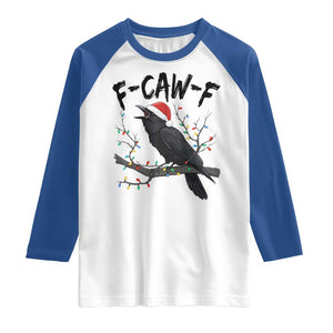 F Caw F Raven Christmas Raglan Shirt Funny Dark Holiday Humor Spooky Season TS02 White Royal Print Your Wear
