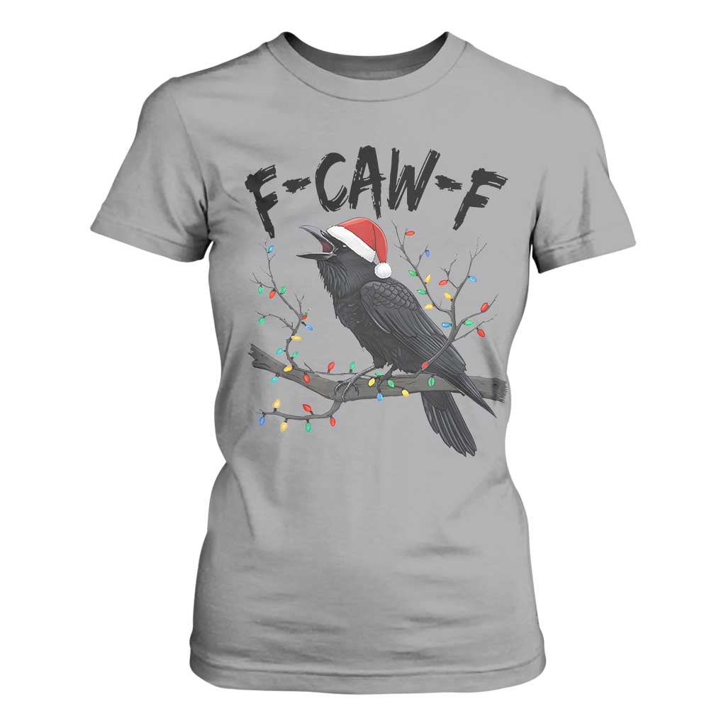 F Caw F Raven Christmas T Shirt For Women Funny Dark Holiday Humor Spooky Season TS02 Sport Gray Print Your Wear
