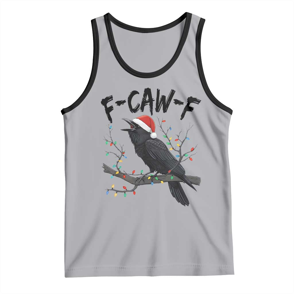 F Caw F Raven Christmas Tank Top Funny Dark Holiday Humor Spooky Season TS02 Athletic Heather Black Print Your Wear
