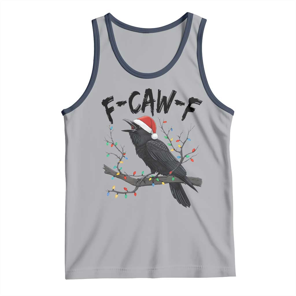 F Caw F Raven Christmas Tank Top Funny Dark Holiday Humor Spooky Season TS02 Athletic Heather Navy Print Your Wear