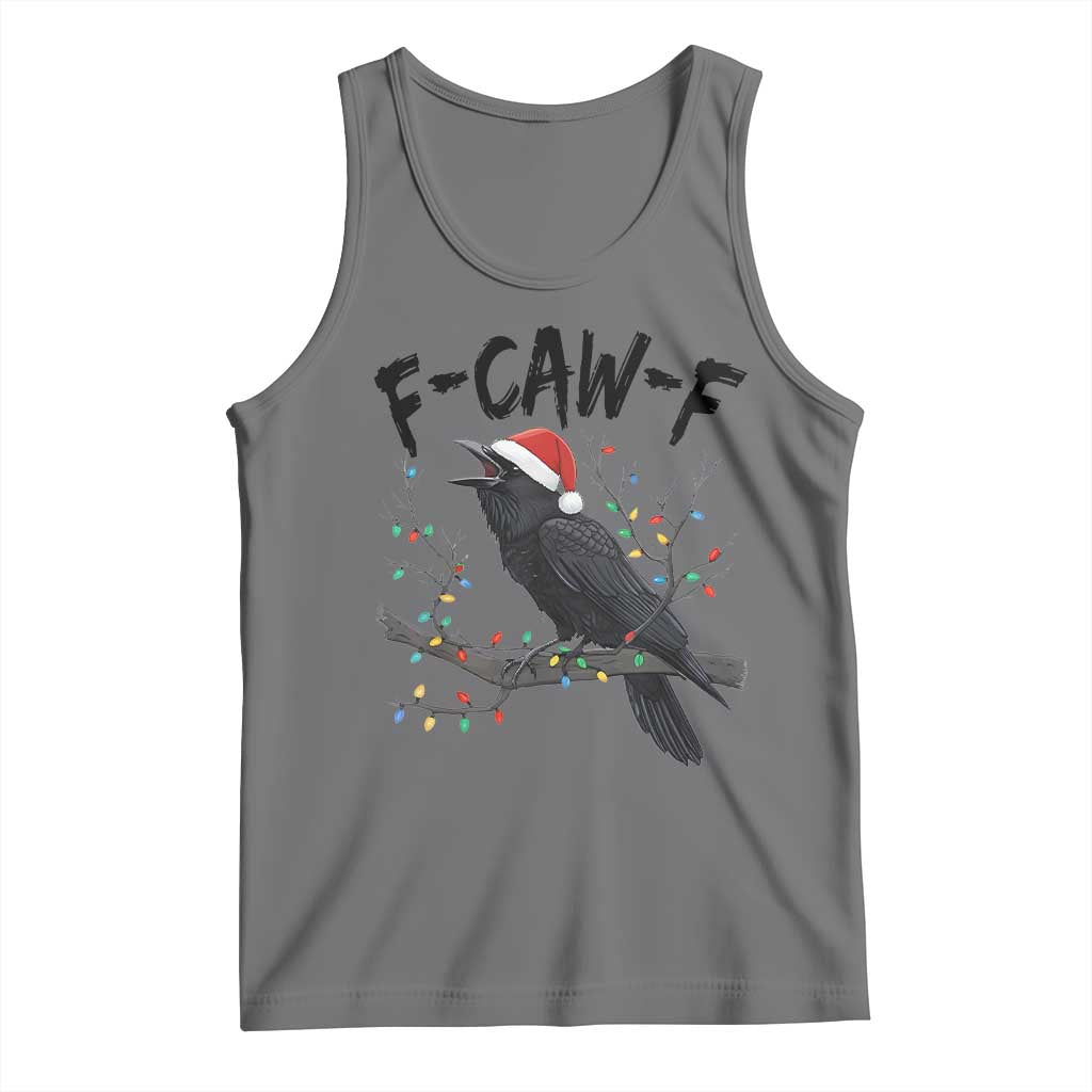 F Caw F Raven Christmas Tank Top Funny Dark Holiday Humor Spooky Season TS02 Black Heather Print Your Wear