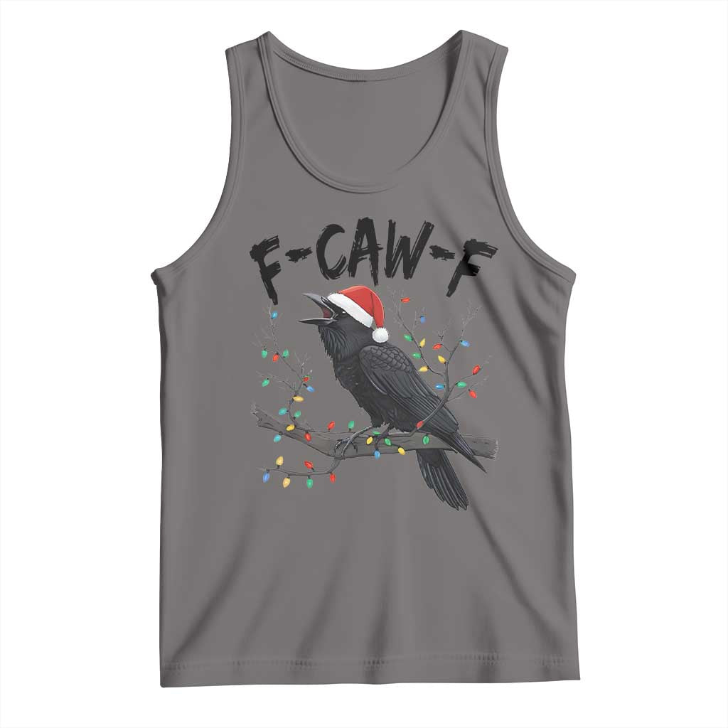 F Caw F Raven Christmas Tank Top Funny Dark Holiday Humor Spooky Season TS02 Deep Heather Print Your Wear