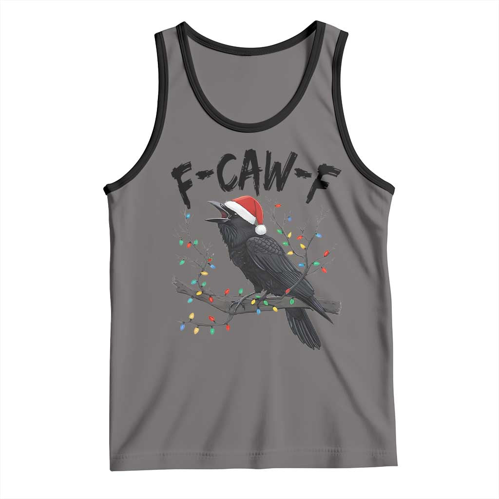 F Caw F Raven Christmas Tank Top Funny Dark Holiday Humor Spooky Season TS02 Deep Heather Black Print Your Wear