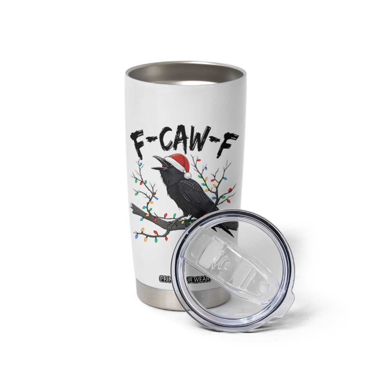 F Caw F Raven Christmas Tumbler Cup Funny Dark Holiday Humor Spooky Season TS02 Print Your Wear