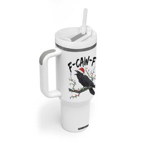 F Caw F Raven Christmas Tumbler With Handle Funny Dark Holiday Humor Spooky Season TS02 Print Your Wear
