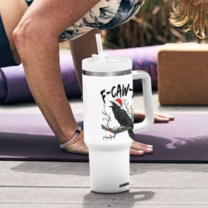 F Caw F Raven Christmas Tumbler With Handle Funny Dark Holiday Humor Spooky Season TS02 Print Your Wear