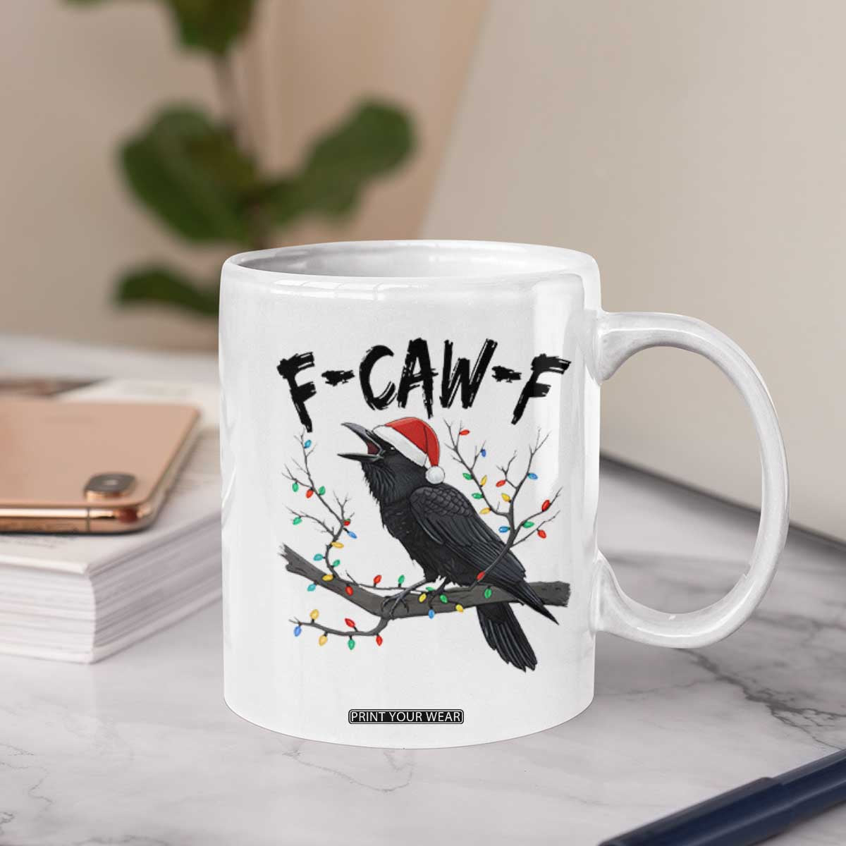 F Caw F Raven Christmas Coffee Mug Funny Dark Holiday Humor Spooky Season TS02 Print Your Wear