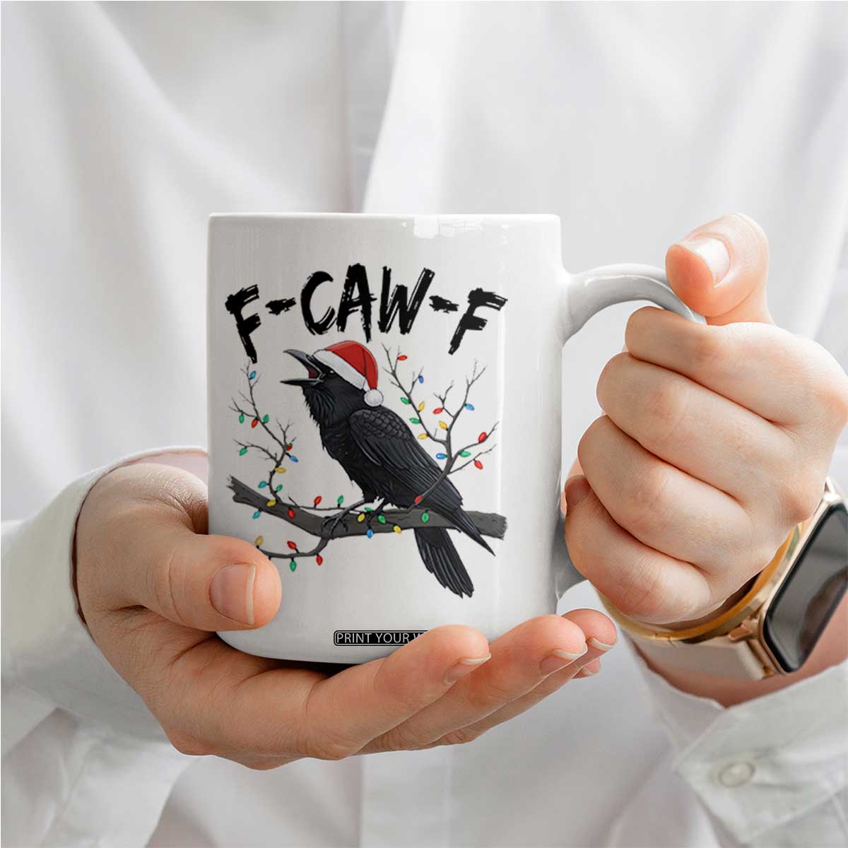 F Caw F Raven Christmas Coffee Mug Funny Dark Holiday Humor Spooky Season TS02 Print Your Wear