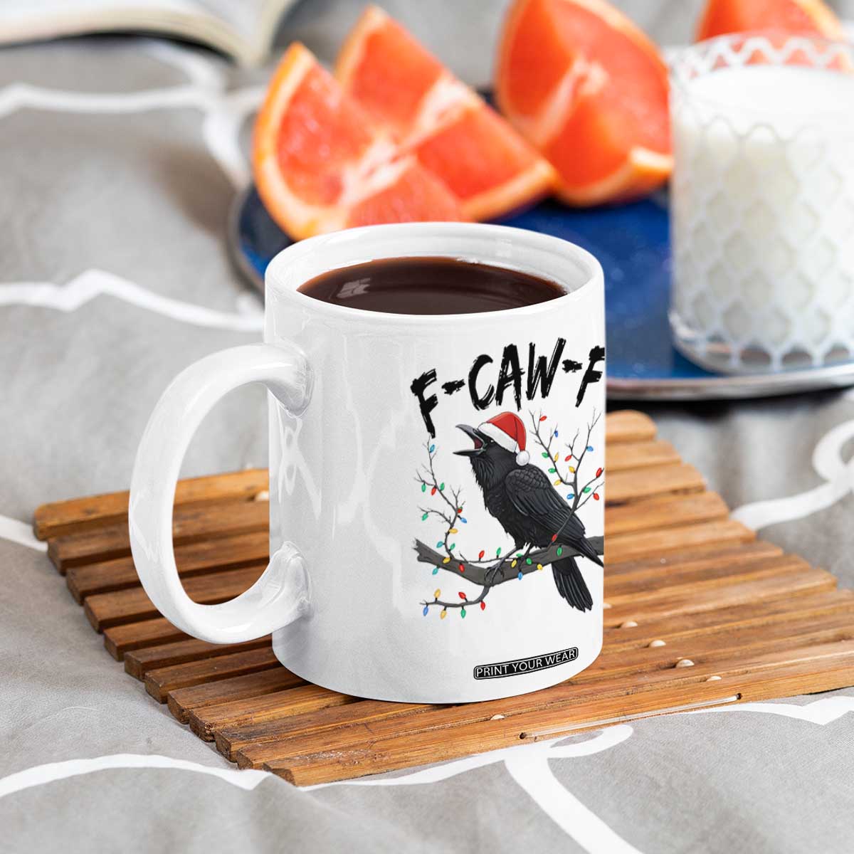 F Caw F Raven Christmas Coffee Mug Funny Dark Holiday Humor Spooky Season TS02 Print Your Wear