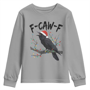 F Caw F Raven Christmas Youth Sweatshirt Funny Dark Holiday Humor Spooky Season TS02 Sport Gray Print Your Wear