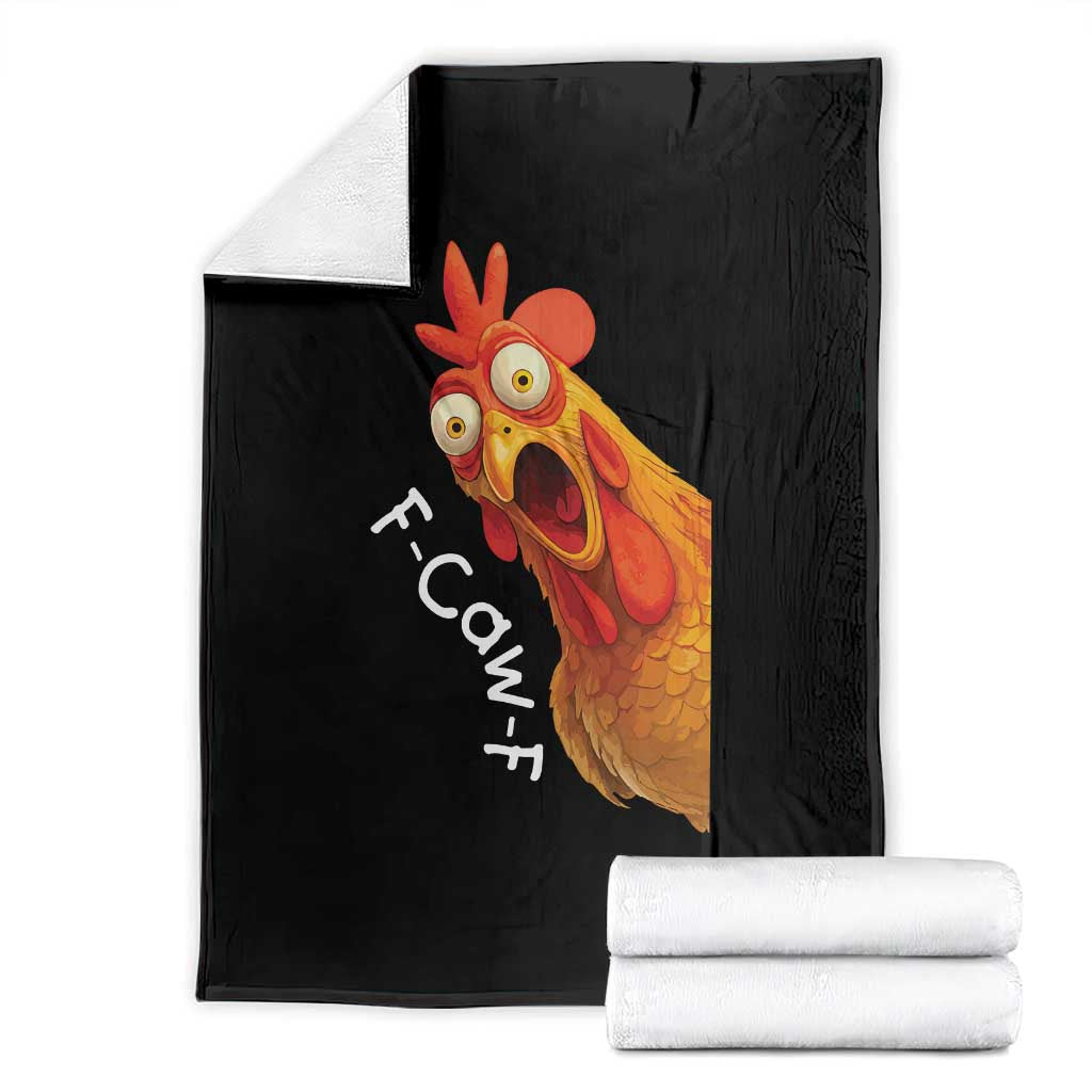 Funny F Caw F Surprise Chicken Meme Throw Blanket Hilarious Shocked Bird Graphic for Comedy Lovers TS02 Black Print Your Wear