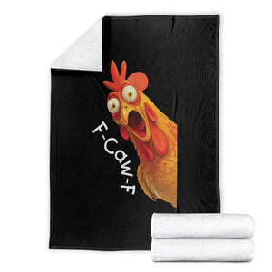 Funny F Caw F Surprise Chicken Meme Throw Blanket Hilarious Shocked Bird Graphic for Comedy Lovers TS02 Black Print Your Wear