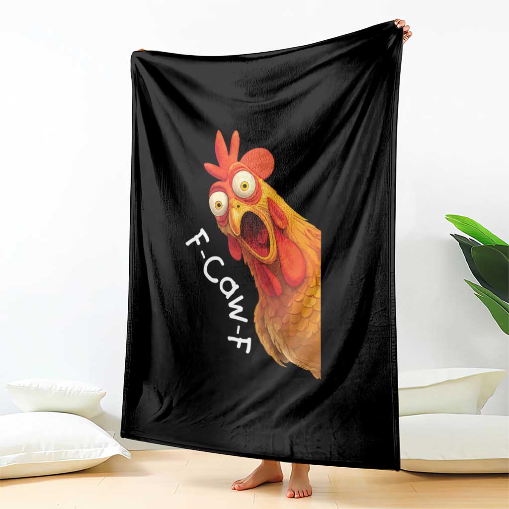 Funny F Caw F Surprise Chicken Meme Throw Blanket Hilarious Shocked Bird Graphic for Comedy Lovers TS02 Print Your Wear