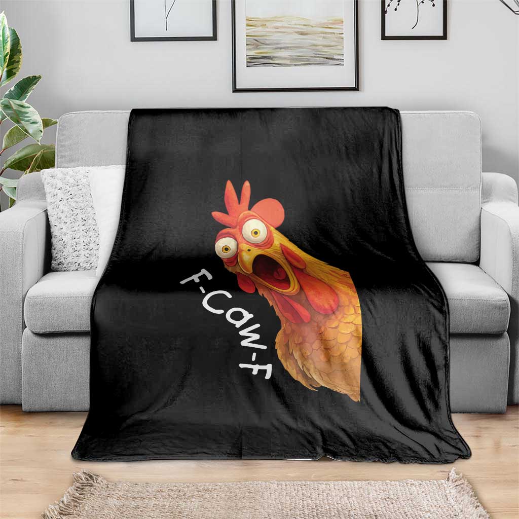 Funny F Caw F Surprise Chicken Meme Throw Blanket Hilarious Shocked Bird Graphic for Comedy Lovers TS02 Print Your Wear
