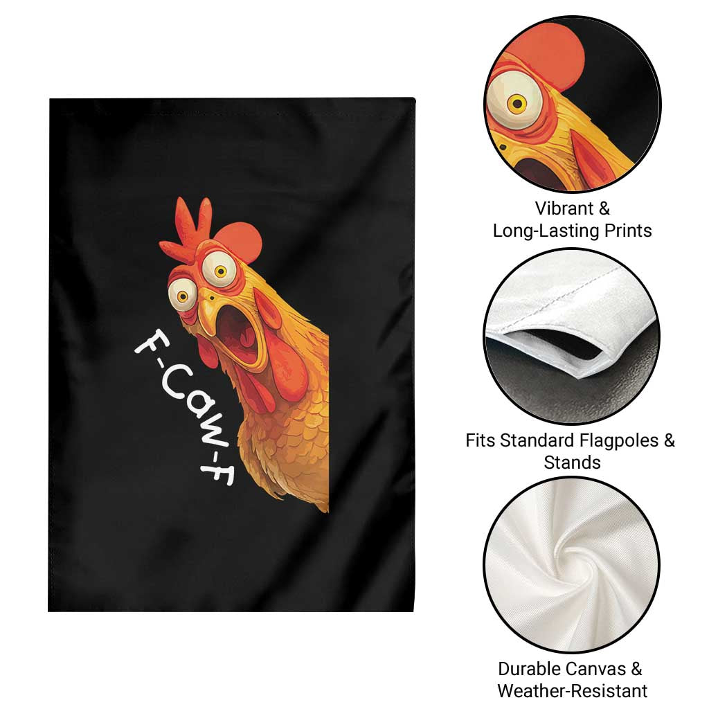 Funny F Caw F Surprise Chicken Meme Garden Flag Hilarious Shocked Bird Graphic for Comedy Lovers TS02 Print Your Wear