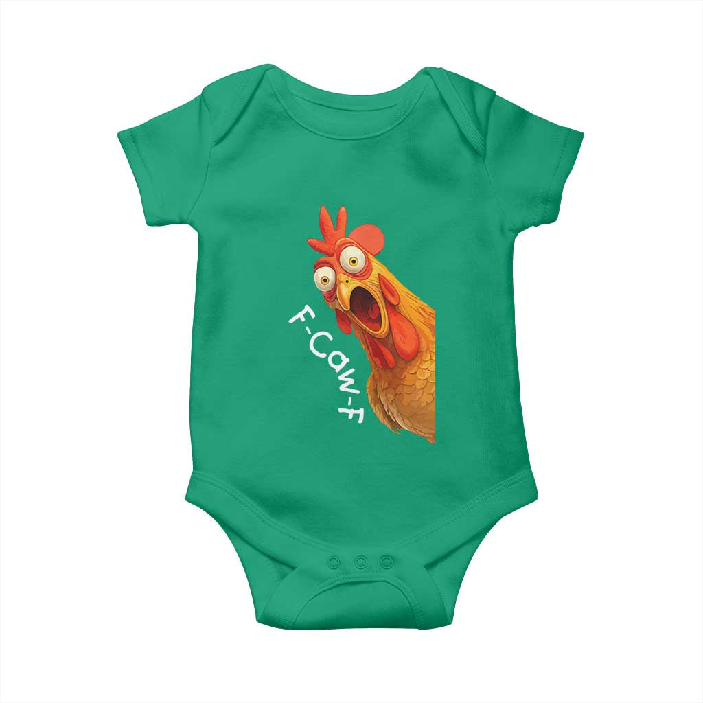 Funny F Caw F Surprise Chicken Meme Baby Onesie Hilarious Shocked Bird Graphic for Comedy Lovers TS02 Irish Green Print Your Wear