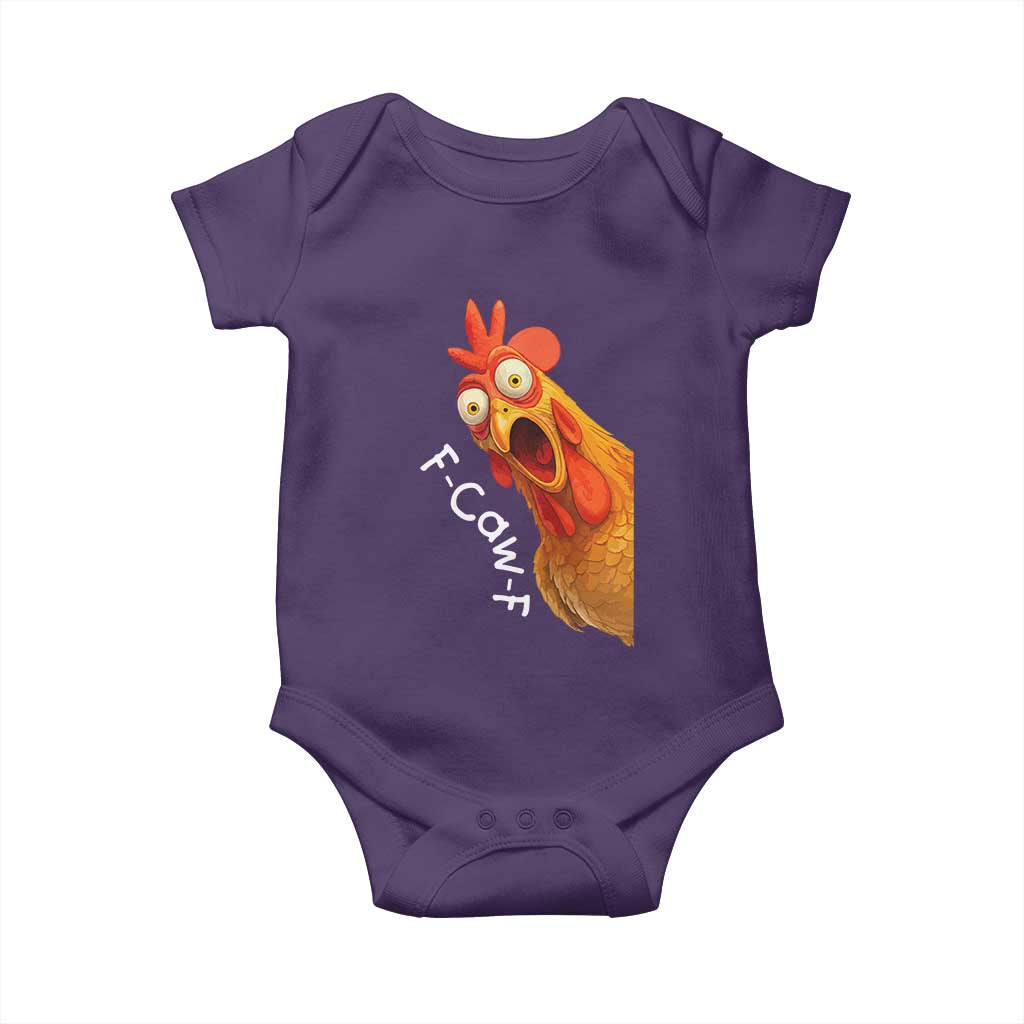 Funny F Caw F Surprise Chicken Meme Baby Onesie Hilarious Shocked Bird Graphic for Comedy Lovers TS02 Purple Print Your Wear
