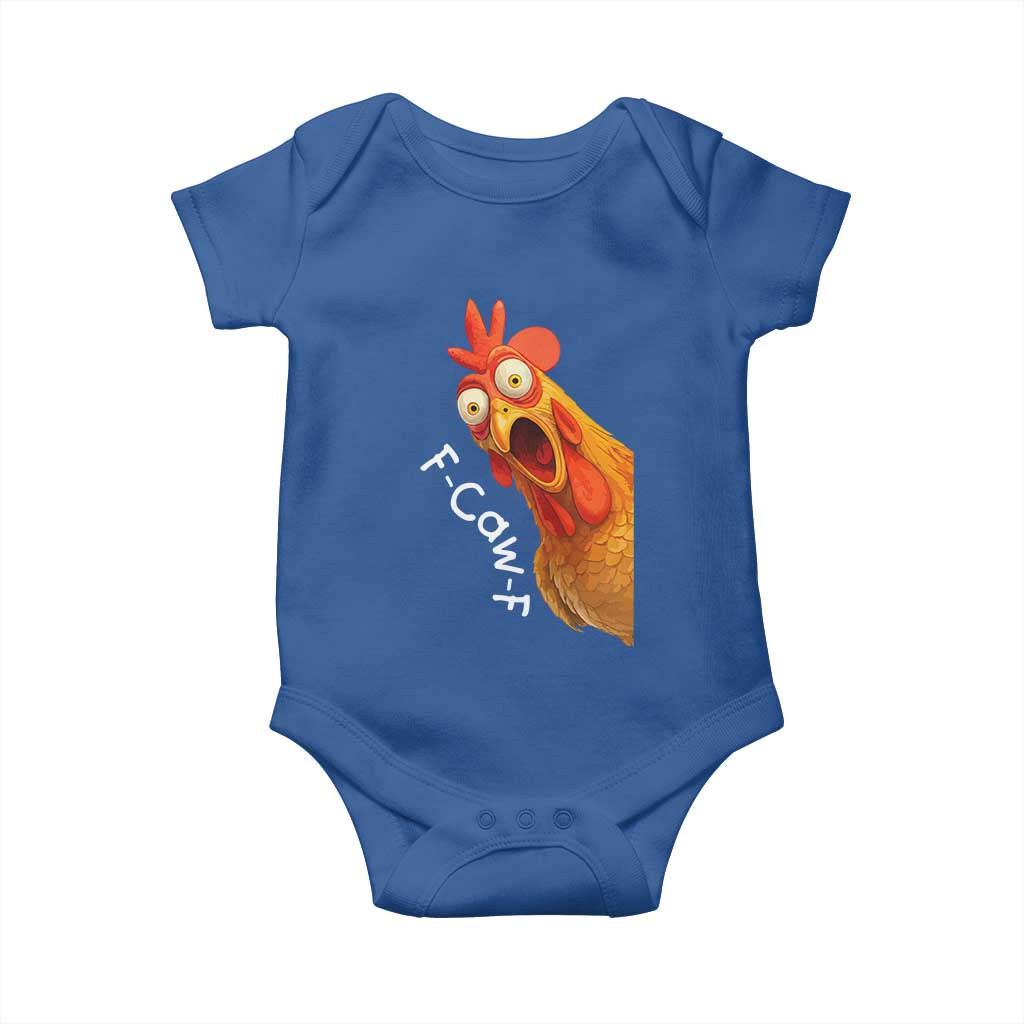 Funny F Caw F Surprise Chicken Meme Baby Onesie Hilarious Shocked Bird Graphic for Comedy Lovers TS02 Royal Blue Print Your Wear