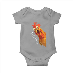 Funny F Caw F Surprise Chicken Meme Baby Onesie Hilarious Shocked Bird Graphic for Comedy Lovers TS02 Sport Gray Print Your Wear