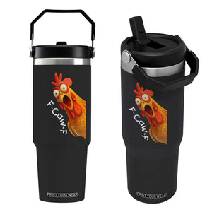 Funny F Caw F Surprise Chicken Meme Flip Straw Tumbler Hilarious Shocked Bird Graphic for Comedy Lovers TS02 One Size: 30 oz Black Print Your Wear
