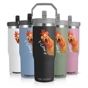 Funny F Caw F Surprise Chicken Meme Flip Straw Tumbler Hilarious Shocked Bird Graphic for Comedy Lovers TS02 Print Your Wear